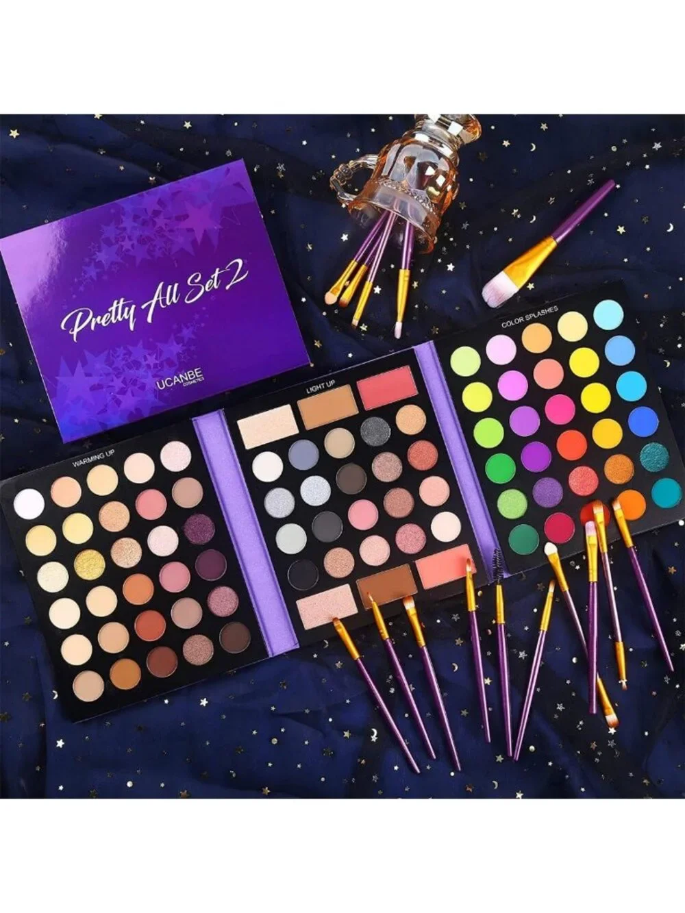 86 Colors Nude Eyeshadow Palette & 15 Makeup Brushes Set - Matte, Glitter